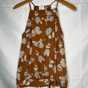 Floral Brown Sleeveless Top